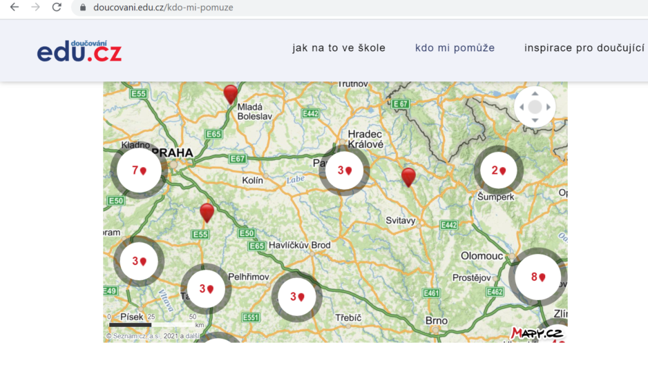 Mapa neziskových organizací, které poskytují doučování